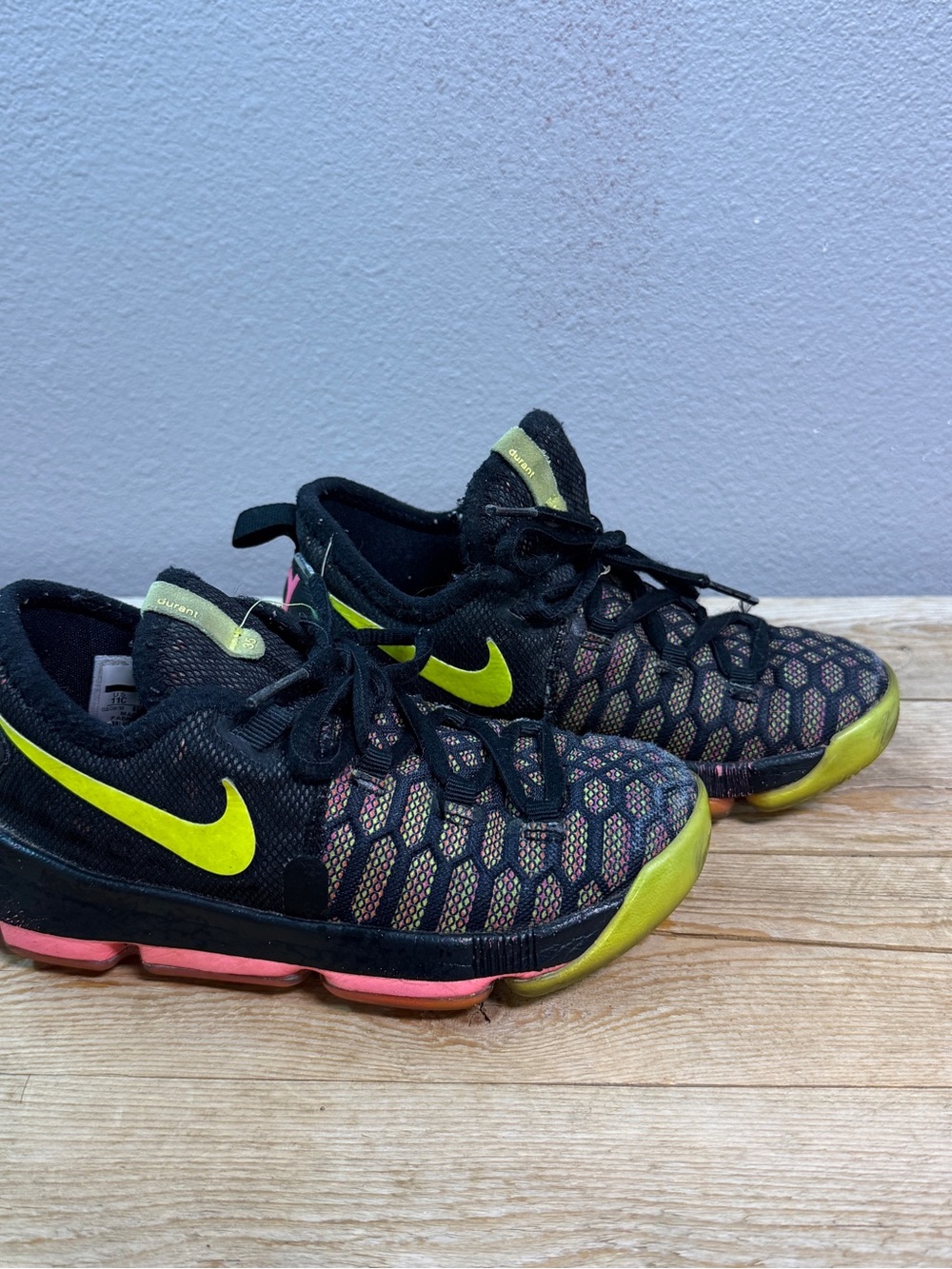 Nike Kids Black Sneakers with Neon Yellow & Pink Accents